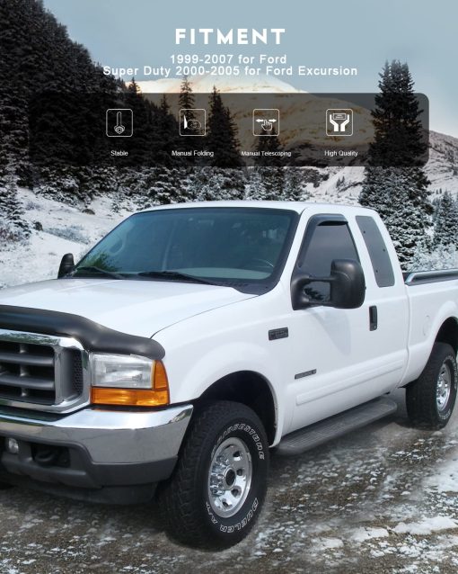 Par de Espejos de Remolque Lateral OCPTY para Ford F250 F350 F450 F550 Super Duty Truck 1999-2007 Espejo de Remolque Manual Telescopico - Imagen 5
