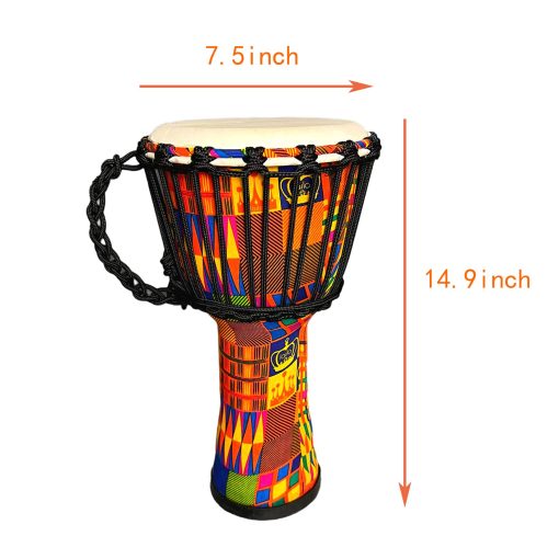 RUOSWTE 8" Tambor Djembe, Tambor Bongo, Percusion Musical, Cara de Tambor de Piel de Oveja, Afinacion Profesional, Tambor de Mano de Estilo Africano Occidental, El Regalo para Principiantes. - Imagen 4