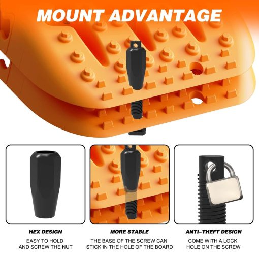Tablas de Traccion para Recuperacion ALL-TOP, 2PCS & Kit de Montaje, Pistas Flexibles Reforzadas para Friccion de Neumaticos Todoterreno (3rd Gen, Naranja) - Imagen 4