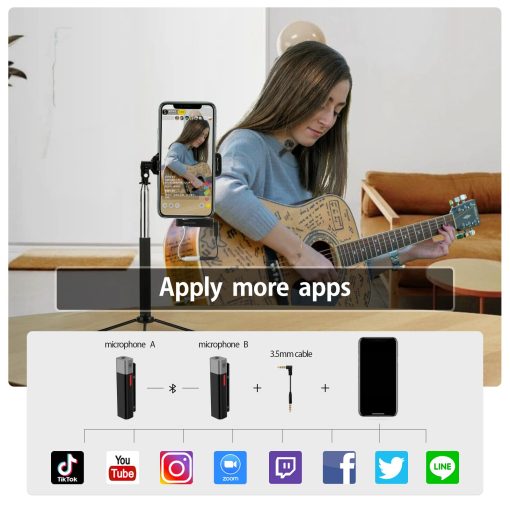 SabineTek Official SmartMike+ con Pro Bundle Professional Kit - Sistema de Microfono Inalambrico Bluetooth (SmartMike+ Negro *2 + Microfono Unidireccional *2) - Imagen 4