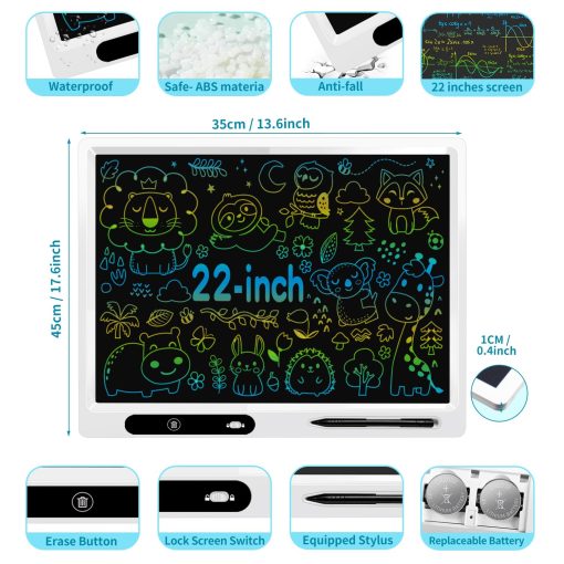 Tableta de Escritura LCD para Ninos, Paquete de 2 22 pulgadas + 10 pulgadas, Tablero de Dibujo Colorido para Ninos con Soporte Ajustable, Juguetes Educativos de Aprendizaje para el Hogar y la Oficina, Regalos para Ninas y Ninos de 3 a 12 Anos - Imagen 4