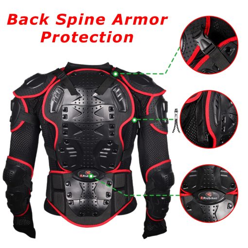 Chaqueta Protectora para Motocicleta RIDBIKER con Armadura Completa Desmontable para Competicion de Motocross Espalda Pecho Camisa de Proteccion (Rojo, S) - Imagen 4