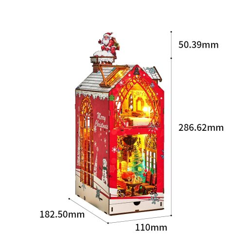 Kit de Libreria DIY Canciones de la Noche Nevada | Luz Tactil, Kit de Miniatura de Estante de Libros de la Serie de Navidad, Rompecabezas de Madera 3D para Decoracion de Estantes - Imagen 6