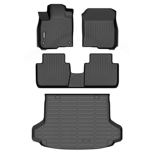 Juego de tapetes y protector de carga GINOWY para Honda HR-V Hybrid 2023 2024 2025, Proteccion para Todas las Condiciones Tapetes de Coche HRV, Tapete Impermeable HRV 2023, Tapete Antideslizante para Maletero, Negro - Imagen 2