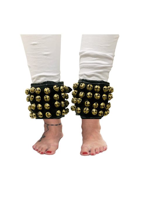 Par de camellos de bailarina de kathak Ghungroo campanas de tobillo con almohadilla de cuero negro Cuatro lineas bailarines indios (40+40) ghungroo de danza de kathak campanas de bronce para danzar (16 NO.) campanas musicales para bailarines clasicos Bharatnatyam - Imagen 3