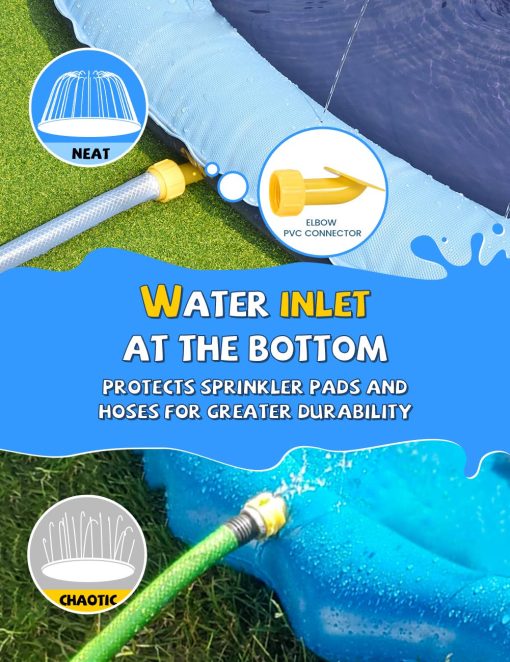 Tapete Antideslizante VISTOP para Ninos y Perros, Espesamiento de la Piscina de Rociadores de Verano Juguetes Acuaticos al Aire Libre - Divertida Alfombra de Juego de Fuente de Patio Trasero para Ninas Ninos o Perro Mascota (77 pulgadas, Azul&Azul) - Imagen 5
