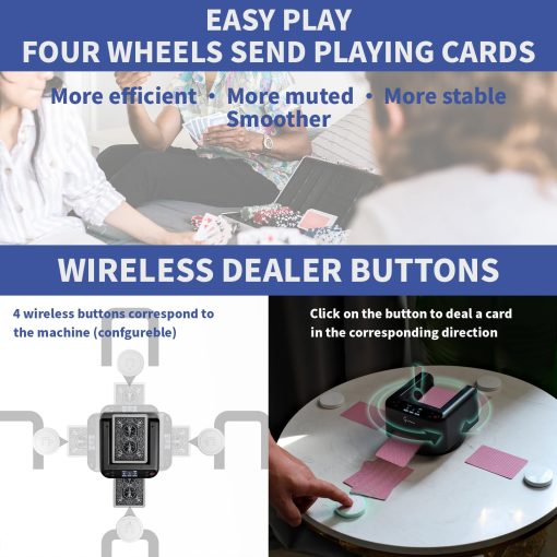Maquina automatica de repartir cartas Greraes Rotativa para 2 barajas, 360 grados, recargable por USB, para jugar Texas Holdem, Juego de cartas Uno, Blackjack, A - Imagen 5