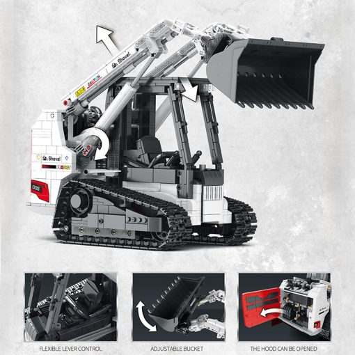 Set de bloques de construccion de tecnologia YILETKC, vehiculo de carga RC de 2.4G/APP Steer Loader juguetes de construccion con motor, regalo de juguete de construccion de cargador de orugas para adultos y adolescentes - 1366 piezas - Imagen 8