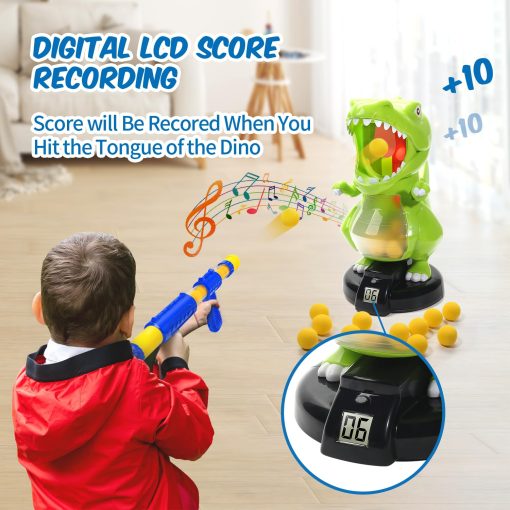 Juguete de Disparos de Dinosaurio EagleStone para Ninos de 5 6 7 8 9 Anos, Juegos Electronicos de Objetivo para Ninos con Pistola de Aire, Registro de Puntuacion LCD, Sonido, 24 Bolas de Espuma, Regalo de Fiesta de Cumpleanos, Regalos de Navidad para Ninos Pequenos - Imagen 2