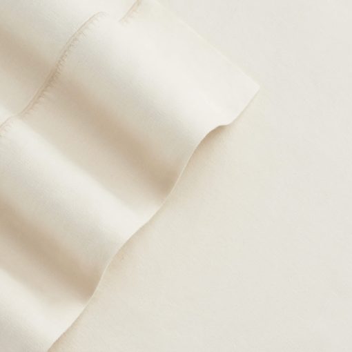 Juego de sabanas de lino de eucalipto Aston & Arden - Sabanas de cama clasicas y sostenibles de Lyocell Tencel para un sueno fresco, suave, transpirable y comodo, California King, Crema de Latte - Imagen 4