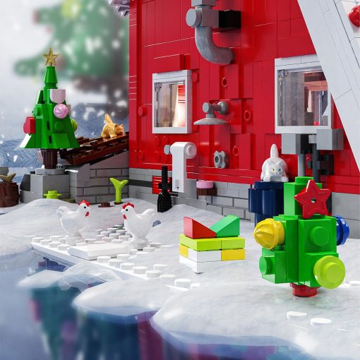 Casa de Cabana Navidena con arboles en el Bosque - Set de 2159 Piezas de Bloques de Construccion de Pueblo Navideno, Kit de Micro Bloques Regalos para Adolescentes y Adultos, Perfecto para la Decoracion Navidena - Imagen 8
