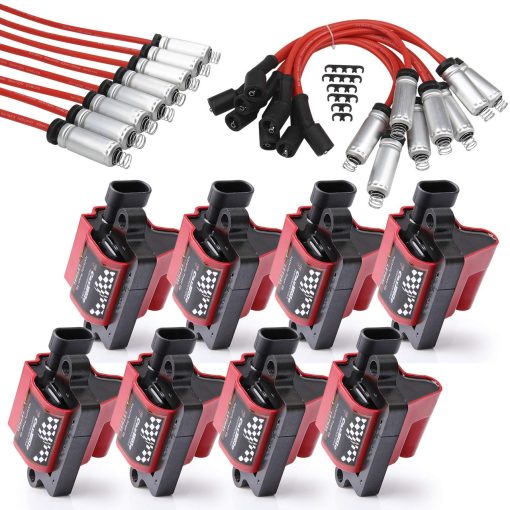 Paquete de 8 bobinas de encendido cuadradas UF271 D581 + 8 juego de cables de bujias de 8 mm de alta energia para Cadillac Chevrolet GMC Numero de parte 12558693 12556893 3859078 - Imagen 7