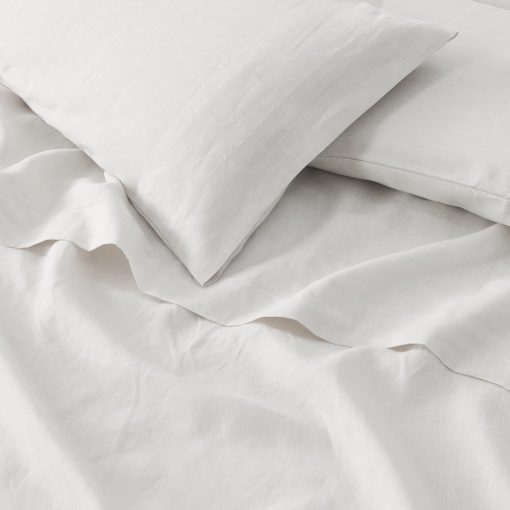 Juego de sabanas de lino puro europeo 100% - Juego de sabanas tamano completo de 4 piezas - Transpirable para dormilones calurosos y ropa de cama duradera - 1 sabana plana, 1 sabana ajustable, 2 fundas de almohada (completo, nube) - Imagen 2