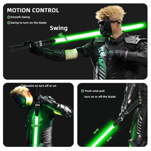 Sable de Luz Saberforms con 12 Colores RGB, 16 Sonidos y Control de Movimiento, Espadas con Efectos FX de la Fuerza con Mango Retro Desgastado y Hoja Reemplazable, Sables de Luz para Adultos y Niños - Imagen 5