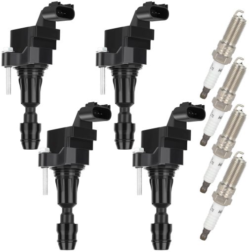 OCPTY 4 bobinas de encendido con 4 bujias de iridio se adapta a C1552 UF491 12638824 Chevy para GMC Pontiac para Saturn Malibu HHR Cobalt Equinox Terrain G6 2.4L 2.2L 2.0L