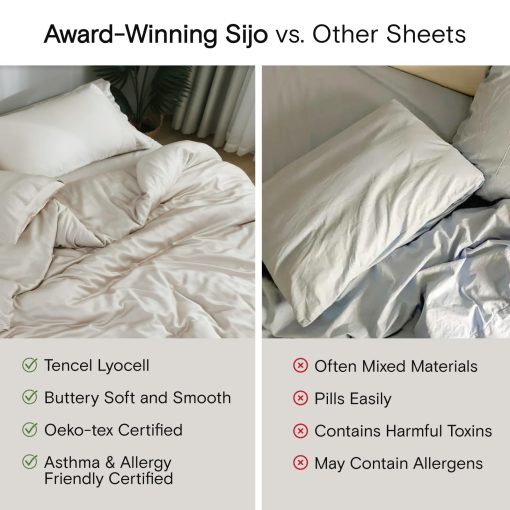 Funda de Edredon SIJO AiryWeight Tencel, 100% Lyocell Derivado de Eucalipto, Extra Suave, Mejores Sabanas de Refrigeracion por Architectural Digest (Fog, Full/Queen 90"x90") - Imagen 7