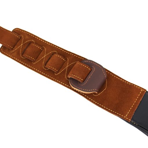 Correa de guitarra de cuero premium doble acolchada hecha a mano Walker And Williams C-44-BRN Marron con conchos para guitarras acusticas, electricas y de bajo - Imagen 8