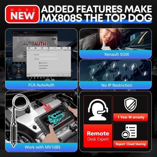 Autel MaxiCheck MX808S Escaner OBD2, 2024 Superfast OS 11, 3000+ Herramienta de Diagnostico Bidireccional, Ver. de EE. UU. de MaxiCOM MK808S MK808Z, Mejora de MX808 MK808 MK808BT, 28+ Reset, Escaneo de Sistemas Completos, FCA AutoAuth - Imagen 8