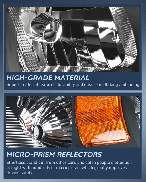 Ensamblaje de faros Nilight para Chevy Cobalt 2005-2010 Pontiac Pickup 2005-2009 Faro de Repuesto Negro con Reflector ambar Lado del Conductor y del Pasajero, Garantia de 2 Años - Imagen 6