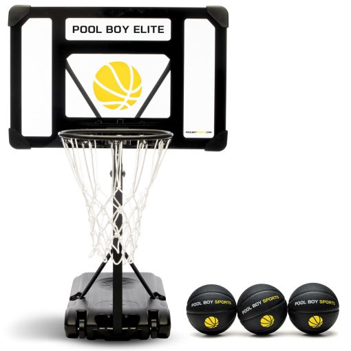 POOL BOY SPORTS - Aro de Baloncesto para Piscina - Incluye 3 Balones de Cuero Compuesto, Bomba de Aire y Herramientas - Aro de Baloncesto Ajustable para Piscina - Hecho para Ninos, Adolescentes y Adultos