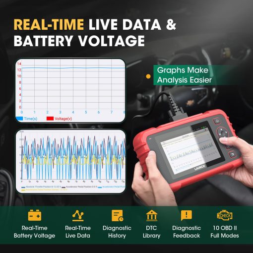 LAUNCH CRP129X Elite 2024 Nuevo Escaner OBD2 para Automoviles, 8 Reinicia Cambio de Aceite/EPB/SAS/TPMS/BMS/Acelerador/DPF, Codificacion de Inyectores, Lector de Codigos ABS SRS Transmision de Motor, Herramienta de Escaneo Actualizable de por Vida, Auto VIN - Imagen 8