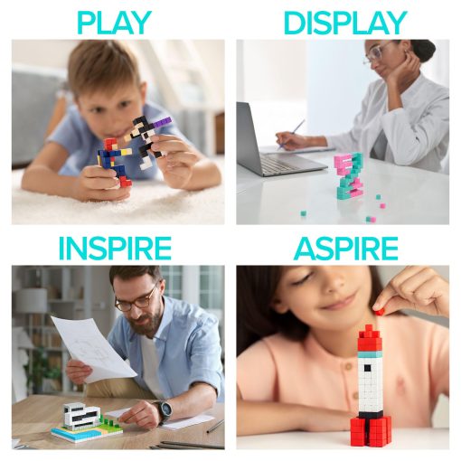 PIXIO-200 - Juguete de Bloques Magneticos Pequenos en El Estilo de Arte de Pixeles con Aplicacion Gratuita - Cubos de Plastico de 5/16" con 6 Imanes en el Interior - Juguete Creativo para Edades 6+ - Imagen 7