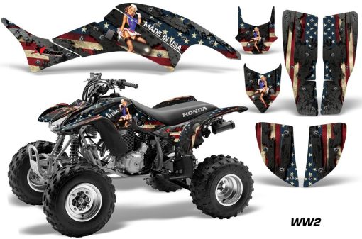 Kit de graficos de ATV AMR Racing Calcomania Compatible con Honda 400 TRX / EX 1999-2007 - WW2