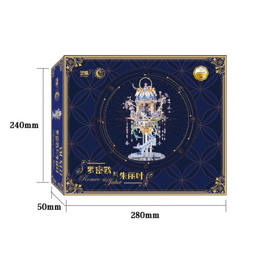 Rompecabezas metalico 3D para adultos Romeo y Julieta con caja de musica con iluminacion, kits de modelado de palacio de duendes, construccion en miniatura, regalo de amor para decoracion del hogar, 331 piezas - Imagen 9
