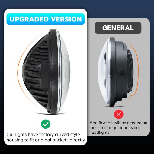 Juego de 4 Faros Redondos Blancos de 5.75" H4 HI/LO Beam DRL Compatibles para Jeep Wrangler GMC K15/K1500 K25/K2500 K35/K3500 Pickup Suburban Buick Electra - Imagen 3