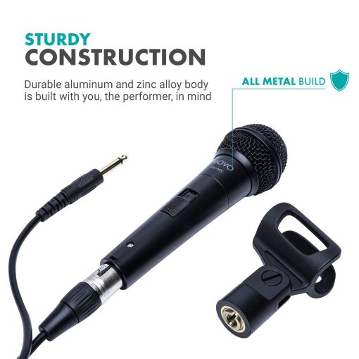 Microfono vocal dinamico Movo HV-M5 con montaje anti vibracion interno y parabrisas - Microfono dinamico compatible con XLR con adaptador de 6.35mm - Microfono profesional para cantar y grabar - Imagen 7