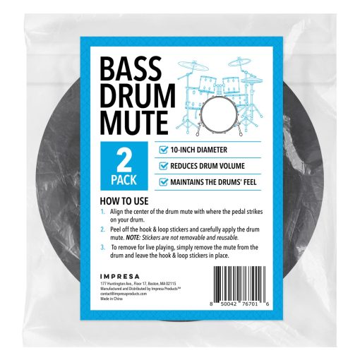[Paquete de 2] Parches de silenciador de bombo IMPRESA para bateria silenciosa - Parche de silenciador para practica de bateria silenciosa - Practica en paz con amortiguadores de bateria - Parche de practica de bombo para atenuacion de bateria - Pack de parches de bateria - Imagen 7