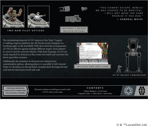 Expansion de la Unidad Walker AT-ST de Atomic Mass Games Star Wars: Legion - ¡Potencia de Fuego Mejorada! Juego de Miniaturas de Mesa, Juego de Estrategia para Niños y Adultos, Mayores de 14 años, 2 Jugadores, 3 Horas de Juego, Fabricado - Imagen 2