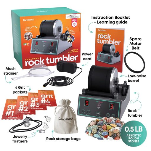 Kit de Pulidora de Rocas Profesional Avanzado - con Temporizador Digital de Pulido de 9 Dias y 3 Velocidades - Convierte Rocas asperas en Hermosas Gemas: Gran Regalo Cientifico y STEM para Ninos de Todas las Edades: Juguete de Geologia - Imagen 2