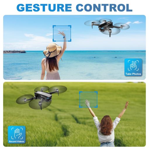 Drone con Camara, Drone 2K FPV con Motor Brushless, Altitude Hold, Gestos Selfie, Despegue/Aterrizaje de un Solo Boton, Acrobacias 3D, Vuelo por Puntos, 2 Baterias, Drones Plegables para Niños y Principiantes - Imagen 4