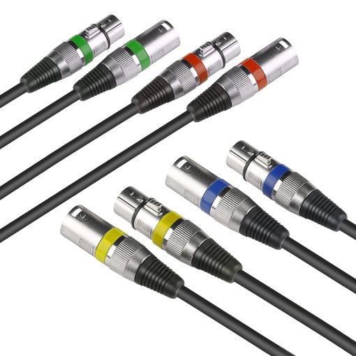 Cable de microfono MAD OWL de 4 paquetes, cables DMX de 15ft macho hembra, cables XLR de 3 pines, conector XLR DMX, conexion de cable de microfono o luces de escenario, conexion de senal DMX - Imagen 2
