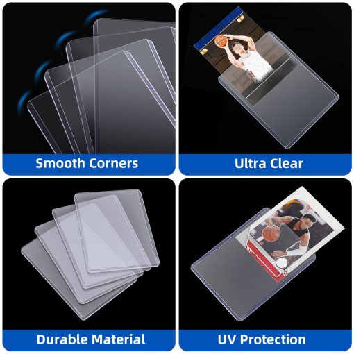 2000 Fundas para Cartas Top Loads para Tarjetas, Arjiekwei 3"X4" Protectores de Tarjetas de Beisbol de Plastico Duro, Soporte de Cartas Toploads Premium para Tarjetas de Deporte de Futbol (1000 Fundas Duras + 1000 Fundas Suaves) - Imagen 3