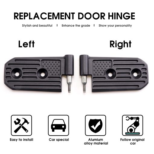 Kit de Bisagra de Puerta BESTAOO para Jeep Wrangler JL JLU & Gladiator JT Unlimited Rubicon Sahara Sports 2018-2024, Aleacion de Aluminio, Negro, 8 Piezas - Imagen 3