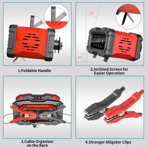 Cargador de Bateria YONHAN 20A 12V/24V LiFePO4 Plomo acido Mantenimiento Automatico de Bateria, Cargador de Bateria para Automovil con Reparacion de Bateria, Modo Invierno, para AGM, STD, Gel, Baterias de Ciclo Profundo - Imagen 8