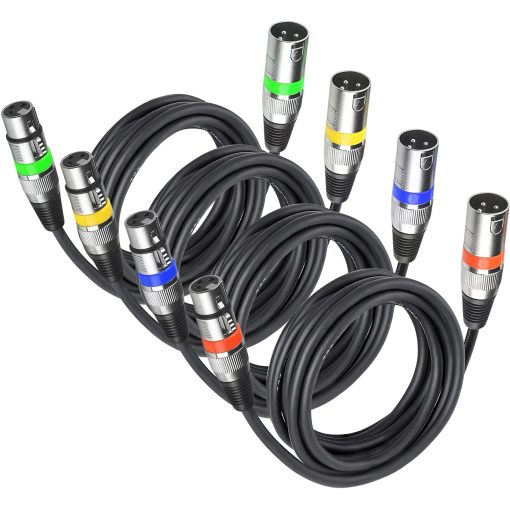 Cable de microfono MAD OWL de 4 paquetes, cables DMX de 15ft macho hembra, cables XLR de 3 pines, conector XLR DMX, conexion de cable de microfono o luces de escenario, conexion de senal DMX