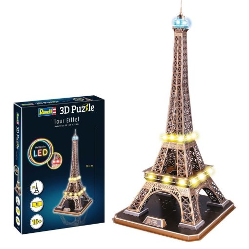 Rompecabezas 3D Grande de la Torre Eiffel con Luces LED Revell para Adultos y Ninos de 10 Anos en Adelante Manualidades Arte y Construccion - 84 Piezas