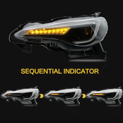 Conjunto de Faros VLAND Compatible con Scion FR-S 2012-2016 Toyota 86 2012-2021 Subaru BRZ 2013-2021, Conjunto de Faros LED con Luz Diurna y Senal de Giro Secuencial, Plug-and-Play (Bombillas No Incluidas) - Imagen 3