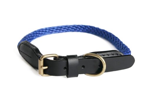 Collar para Perro Alvalley de Cuerda y Cuero con Hebilla - Collares Resistentes para Perros - Collar Trenzado Suave para Entrenamiento y Paseo - Cuerda de Polipropileno Duradera y Resistente (Azul Profundo, 22in, 19mm de Grosor) - Imagen 2
