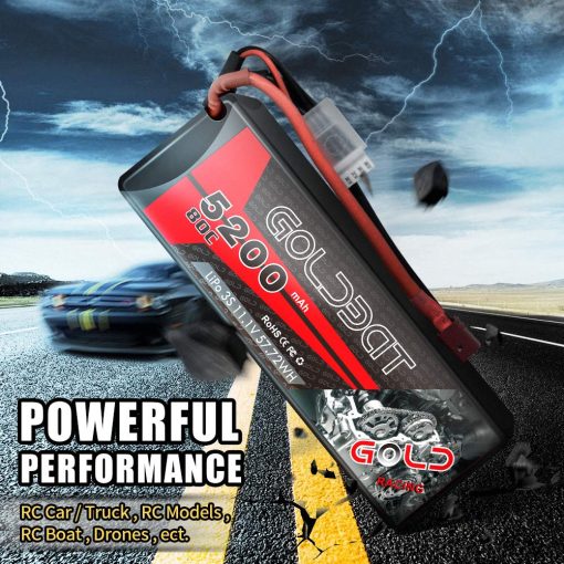 Bateria de LiPo GOLDBAT 3S 5200mAh 80C 11.1V con estuche rigido y conector Deans para modelo de carreras de coches RC (paquete de 2) - Imagen 5