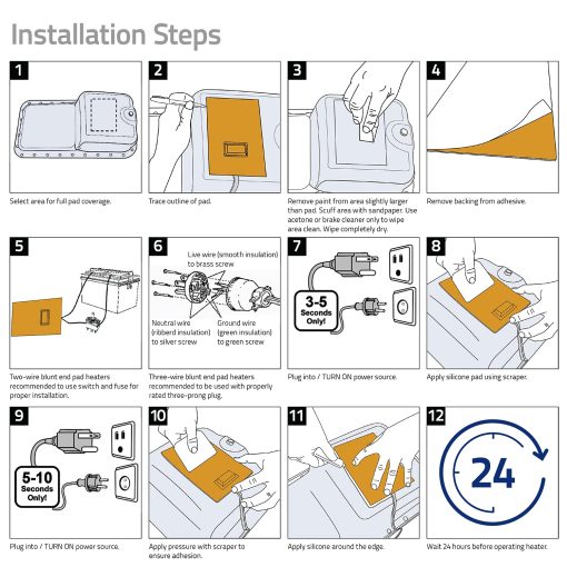 Calentador de almohadilla de silicona Zerostart 3400031 para aceite de motor, fluido de transmision, deposito y fluido hidraulico, 3" (7.6 cm) de diametro | Aprobado por CSA | 120 voltios | 125 vatios - Imagen 5