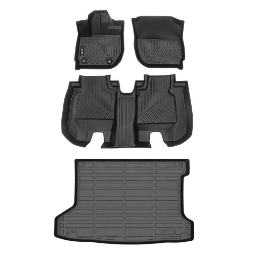 Tapetes para piso de automovil HAFIDI y revestimiento de carga para Honda HR-V 2016-2022 (Modelos de traccion delantera) Juego completo a medida - Negro