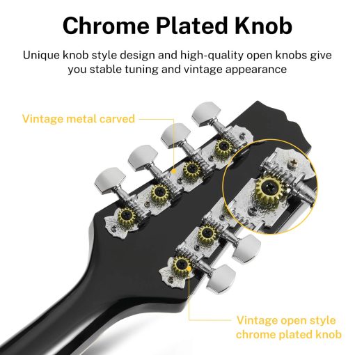 Mandolina Donner Estilo A Negra para Principiantes Adultos Mandolina Acustica Instrumento Musical de Caoba de 8 Cuerdas, Paquete con Afinador Bolsa de Cuerdas Puas de Guitarra, DML-100B - Imagen 3