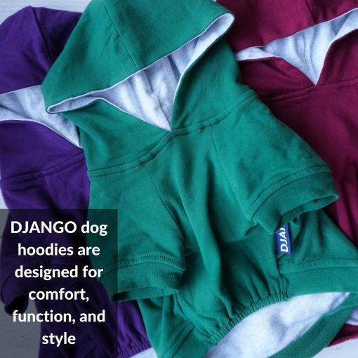 Sudadera con capucha para perros DJANGO super suave y elastica - Totalmente forrada con cintura elastica, portal de correa y bolsillo trasero (Verde Bosque, X-Small) - Imagen 6