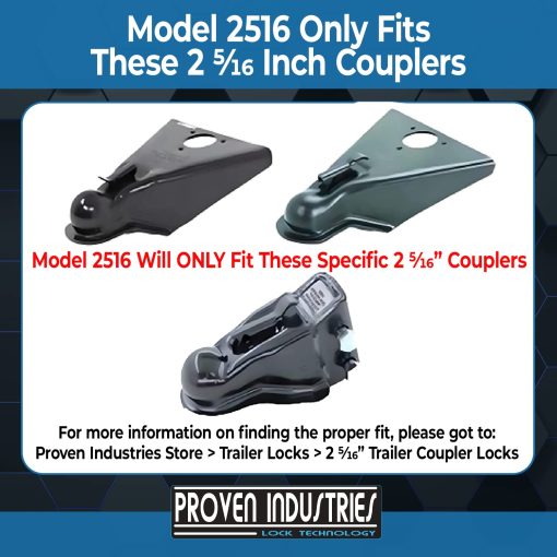 Candado para remolques Proven Industries Modelo 2516, Se adapta a enganches de 2 5/16 pulgadas, Asegura cadenas de seguridad, Fabricado en EE. UU. (Azul) - Imagen 2