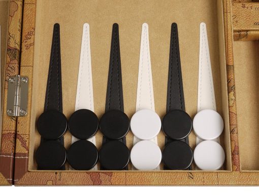 ?Nuevo! - Juego de Backgammon de Lujo de 15 Pulgadas con Mapa - Tablero Marron - Imagen 3