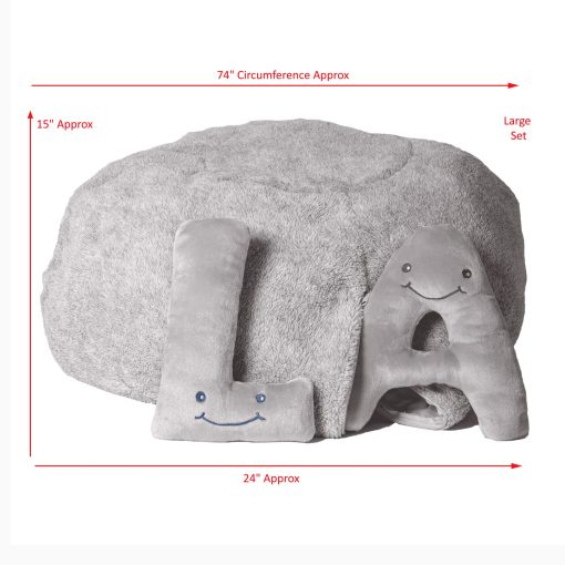 Juguetes Educativos del Alfabeto Alphapals - Juego de 26 Piezas en Color Gris Paloma, Letras Grandes de 11" en Bolsa de Peluche - Regalos Perfectos de Reconocimiento del Idioma y Conciencia del Abecedario para Ninos de 3, 4 y 5 Anos - Imagen 6